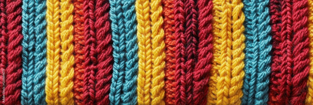 Aufkleber multicolored knitted pattern with rows of vibrant yarn texture design
