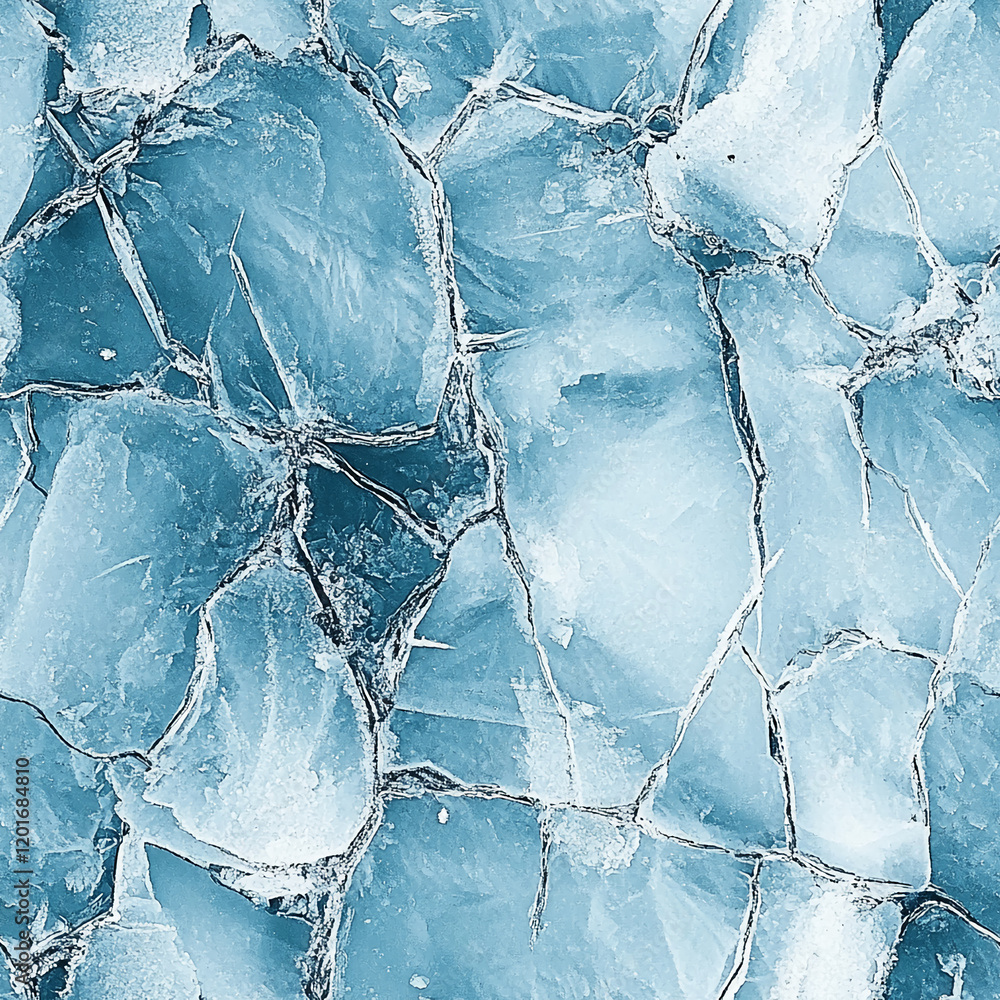 Poster abstract frozen cracked ice texture with blue pattern