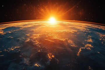 Stunning View of Sunrise Above Earth from Space