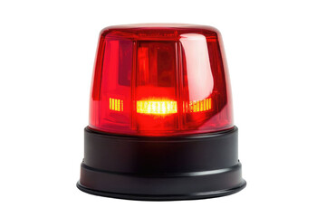 Red siren emergency warning light with black base that are currently on with white background PNG