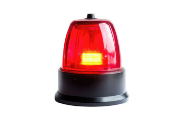 Red siren emergency warning light with black base that are currently on with white background PNG