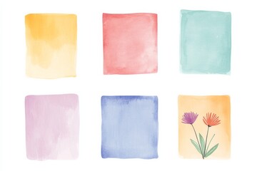 watercolor vector illustration clipart of note paper,