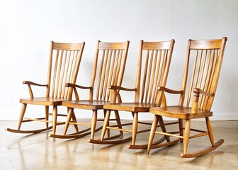 Vintage Wooden Rocking Chairs, Minimalist Set, Rustic Home Decor,  Cozy Interior Design, Farmhouse Style