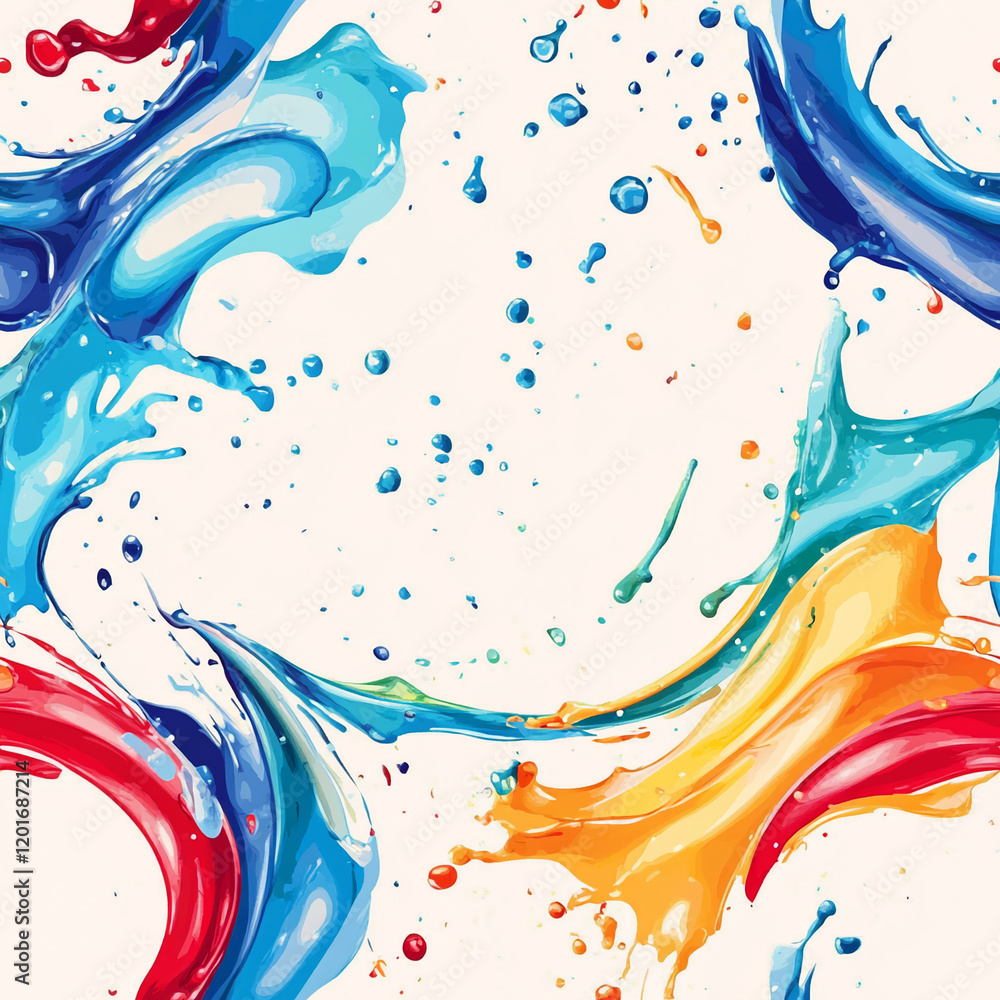 Poster vibrant splash texture with dynamic red, blue, and yellow patterns