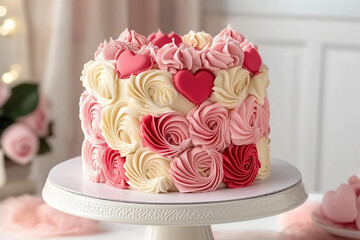 cake with pink roses