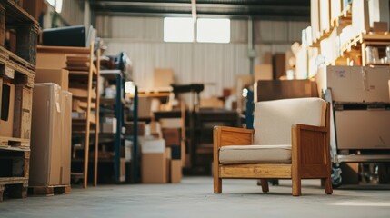 Modern industrial interior with wooden furniture