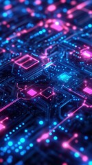 Fototapeta premium A glowing circuit board pattern representing innovation, digital culture, and the future of technology, Explore the beauty of technology: 