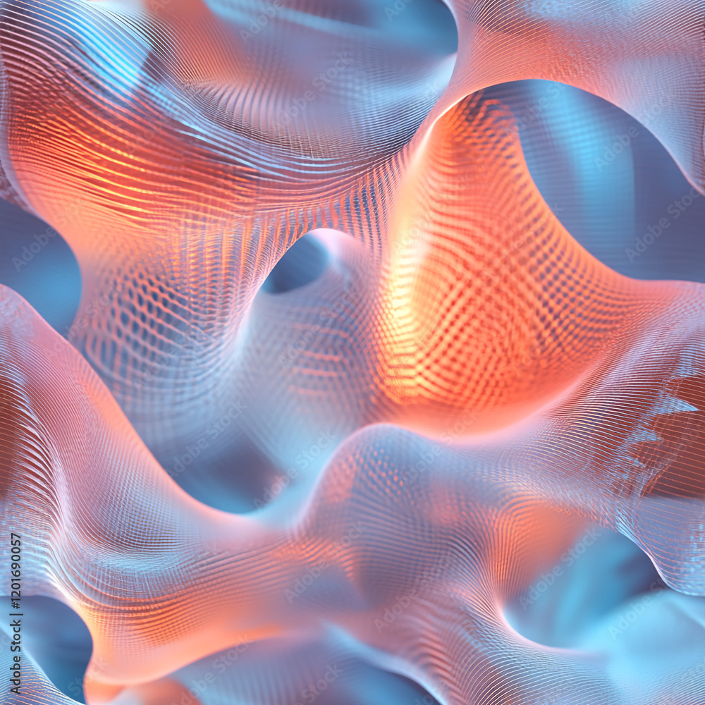 Aufkleber vibrant abstract texture with mesh-like flowing patterns in blue and orange