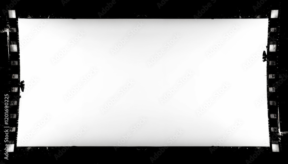 Poster blank film negative frame with sprocket holes adding own content nostalgic effect