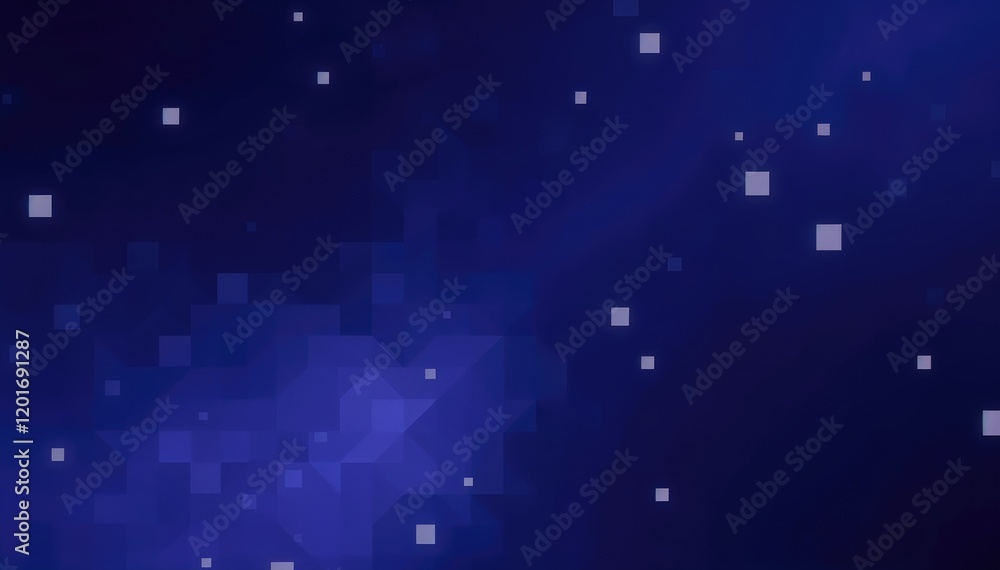 Poster Abstract background with square pixel style and deep blue hues