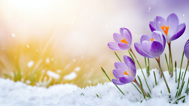 crocuses in snow