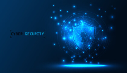 Cyber security vector background, shield lock in futuristic Concept of internet privacy and cyber protection