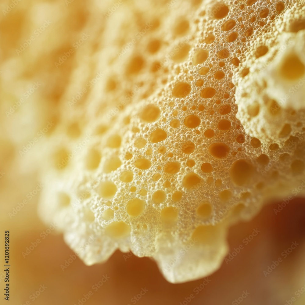 Fototapete close up view of bacteria thriving on bread or cheese showcases intricate microbial structures in de