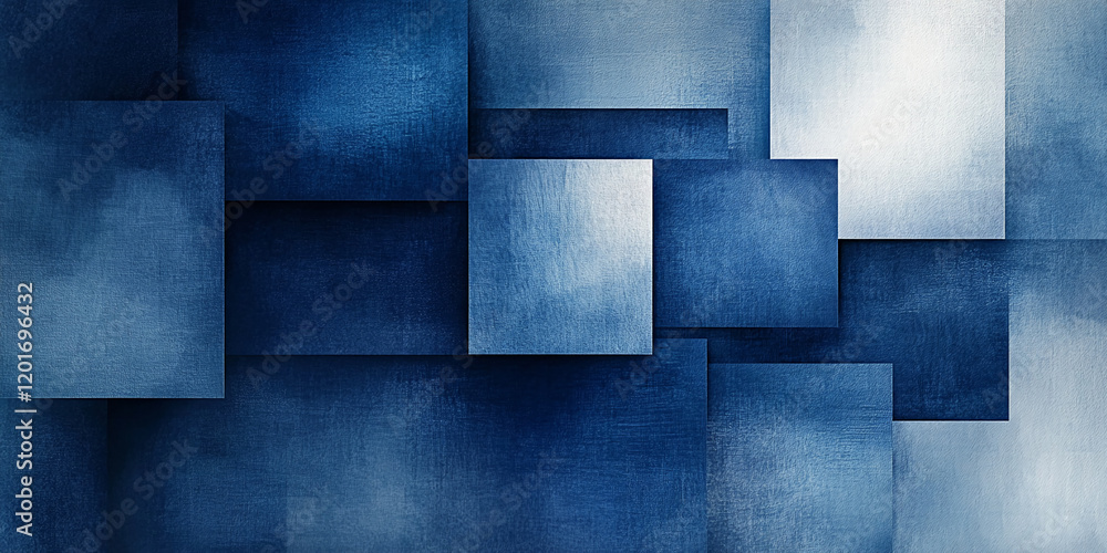 Aufkleber abstract blue geometric design with varying rectangular shapes and gradients