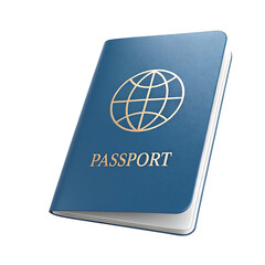 Modern Blue passport isolated on white background. Blue passport with biometrics . White background