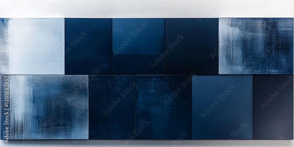 Aufkleber blue textured rectangular blocks arranged in a geometric pattern with gradient shading