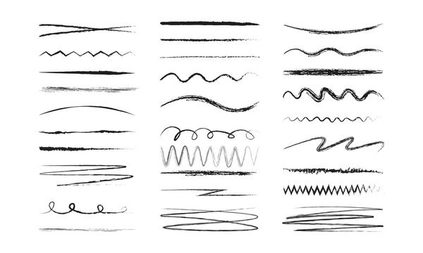 Hand drawn line, brush. Pencil, chalk underlines. Grunge texture.