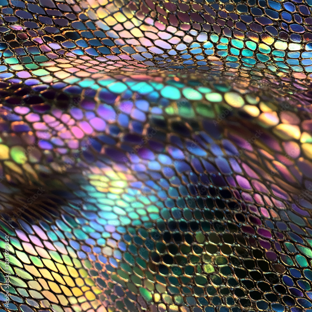 Poster Iridescent Mesh Texture with Vibrant Multicolored Pattern
