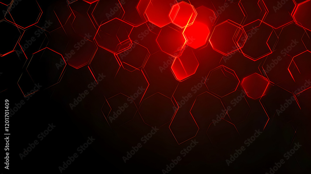 Poster abstract red hexagonal grid pattern on black background. perfect for tech, science, or gaming projec