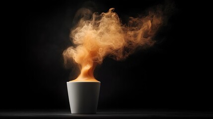 Steaming cup of coffee, dark background, warmth, comfort, ideal for food blogs