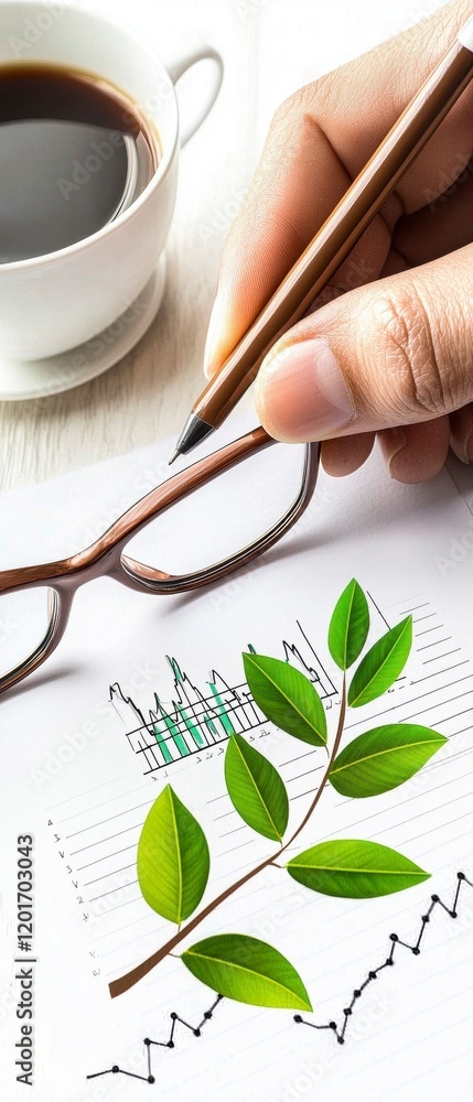 Aufkleber analyzing financial trends with sustainable insights office workspace digital graphics modern enviro