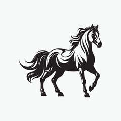 powerful wind rider horse silhouette vector line art iconic 