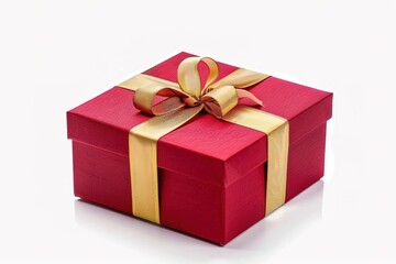 Obraz premium Gift box on white background. Perfect gift package for Birthday, Christmas, Valentine's Day, Wedding, Holiday, New Year, Party. To guests, family, friends, valentine.