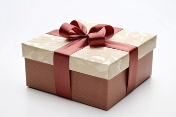 Obraz premium Gift box on white background. Perfect gift package for Birthday, Christmas, Valentine's Day, Wedding, Holiday, New Year, Party. To guests, family, friends, valentine.