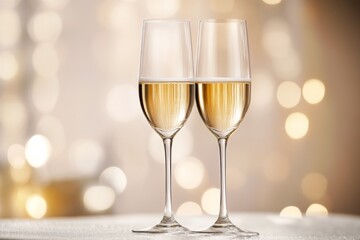 Elegant Toast with Two Sparkling Glasses Against Soft Background