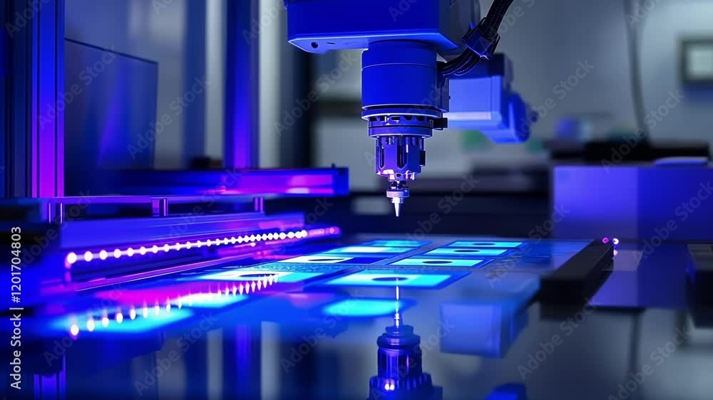 Poster a robotic arm carefully handling personalized products emphasizing efficiency in meeting customerspe