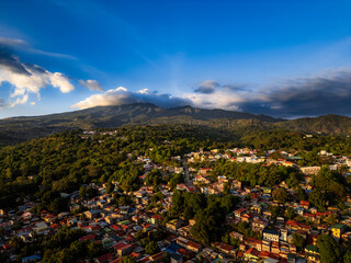 landscape with blue sky in late afternoon