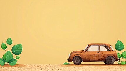 An abandoned rusted car overtaken by plants symbolizing nature reclaiming through oxidation