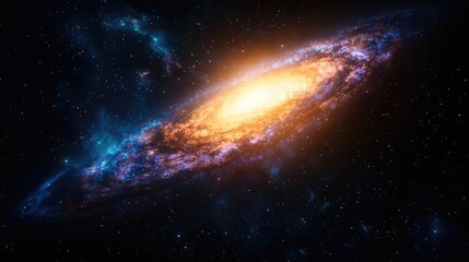 Fototapeta premium Spiral Galaxy in Space, Cosmic Dust and Stars. Science Background