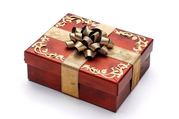 Gift box on white background. Perfect gift package for Birthday, Christmas, Valentine's Day, Wedding, Holiday, New Year, Party. To guests, family, friends, valentine.