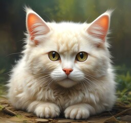 Naklejka premium Illustration of fluffy cat.