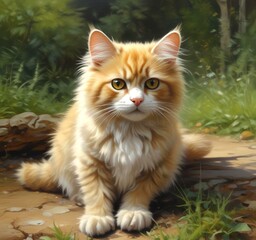 Obraz premium Illustration of fluffy cat.
