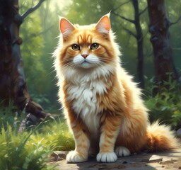 Obraz premium Illustration of fluffy cat.
