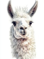 Fototapeta premium Stylish Alpaca Portrait with White Background