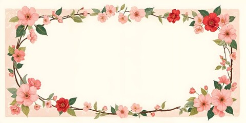 Fototapeta premium Elegant floral frame design with beautiful accents and pastel tones. Decorative background and ample copy space make it ideal for wedding invitations, greeting cards, branding, or timeless creative