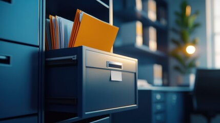 Close-up view of efficient office file management