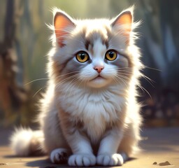 Obraz premium Illustration of fluffy cat.