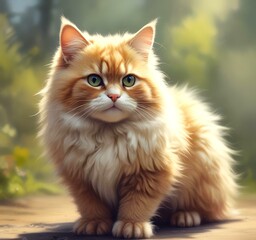 Illustration of fluffy cat.