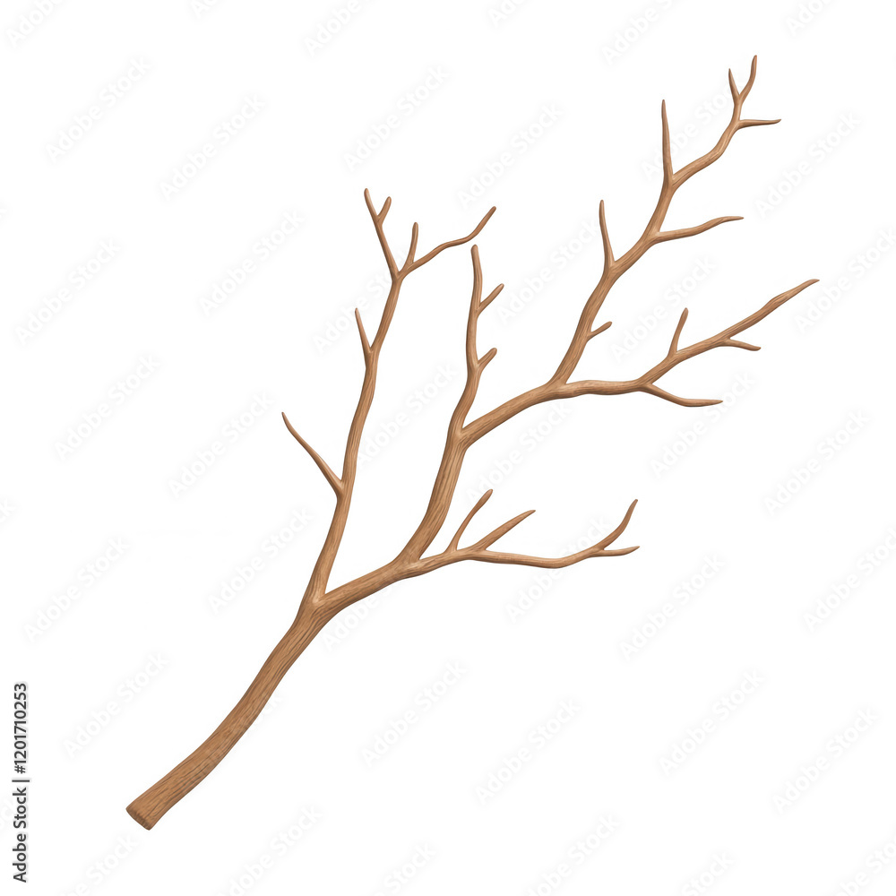 Aufkleber a detailed view of a bare tree branch against a transparent background., isolated on a transparent b