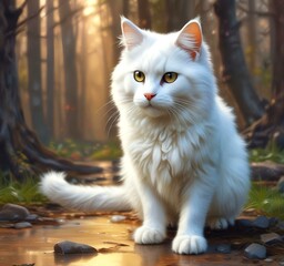 Obraz premium Illustration of fluffy cat.
