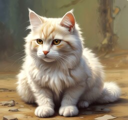 Fototapeta premium Illustration of fluffy cat.