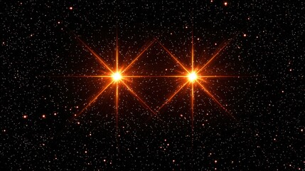 Fototapeta premium Two Bright Stars with Lens Flares in a Dark Night Sky