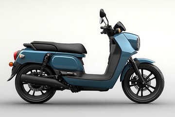 Obraz premium Motor Scooter Stopping on the Side of the Road with white background.