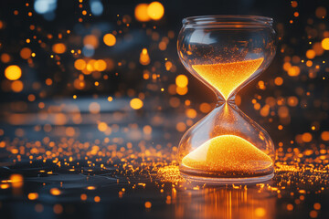 time lapse of hourglass in the night