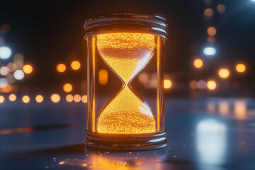 time lapse of hourglass in the night