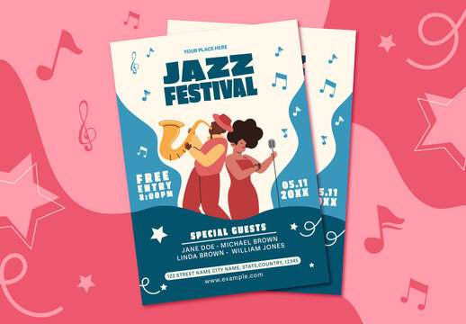Retro Jazz Festival Event Flyer Template